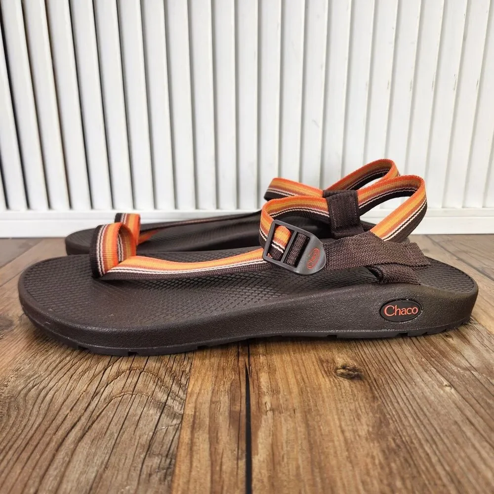 Chaco Bodhi Belt Java Sandals Men's 12 Orange Brown Toe Loop Strappy Beach Shoes